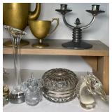 Art Deco Dirilyte Coffee Tea Pot Set Creamer Sugar Bowl and Blown Glassware