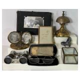 Antique Eyeglasses, Frames with Vintage Pictures and VINTAGE HOTEL DESK BELL FANCY BRASS BELL