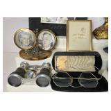 Antique Eyeglasses, Frames with Vintage Pictures and VINTAGE HOTEL DESK BELL FANCY BRASS BELL