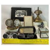 Antique Eyeglasses, Frames with Vintage Pictures and VINTAGE HOTEL DESK BELL FANCY BRASS BELL
