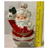 Vintage Spaghetti Trim Santa Claus Large Planter by Napco