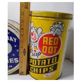Red Dot Potato Chip Tin and Sturgeon Bay Cherries Tin Vintage