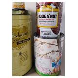 Vintage Snack Tin Lot Cookies, Cracker Jack, Popcorn, Schwans Ice Cream