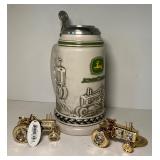 John Deer Stein and 2 Tractor Ornaments