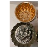 Lot of Copper Molds and APIL CO France Porcelain Dish