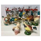 Vintage Pheasant Juice Glasses and Salt and Pepper Shakers