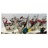 Vintage Pheasant Juice Glasses and Salt and Pepper Shakers