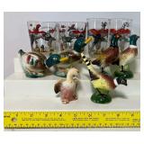 Vintage Pheasant Juice Glasses and Salt and Pepper Shakers