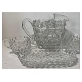 Clear American Glass Fostoria Pitcher, Cream and Sugar