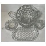 Clear American Glass Fostoria Pitcher, Cream and Sugar