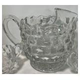 Clear American Glass Fostoria Pitcher, Cream and Sugar