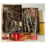 Large Lot of Vintage Hair Care Items Antique Perm Rods Henna Canisters Clips