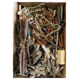 Large Lot of Vintage Hair Care Items Antique Perm Rods Henna Canisters Clips