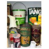 Vintage Breakfast Tin Bottles Containers Donald Duck Florida Grapefruit Juice Shedd