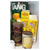 Vintage Breakfast Tin Bottles Containers Donald Duck Florida Grapefruit Juice Shedd