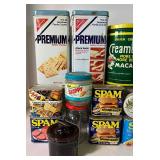 Vintage Tin and Jar Box Lot Creamette, Nabisco, Skippy
