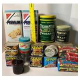 Vintage Tin and Jar Box Lot Creamette, Nabisco, Skippy