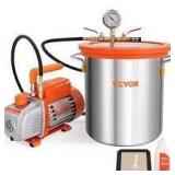 VEVOR Vacuum Degassing Chamber Kit 5 Gal. Vacuum Chamber + 3.5 CFM Pump Kit Single Stage with 250 ml Oil Bottle for Degassing Customer Returns See Pictures