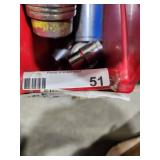 Collection of Various Socket Tools in a Red Storage Bin