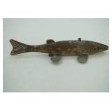 Vintage Ice Spearing Decoy, baby Musky Fish