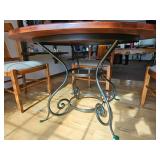 Contemporary Scrolled Wrought Iron Base Dining Table and Chairs
