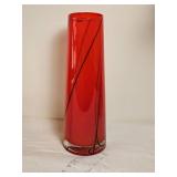 Kosta Boda Barcelona Red & Black Swirl Vase