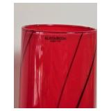 Kosta Boda Barcelona Red & Black Swirl Vase