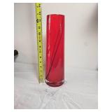 Kosta Boda Barcelona Red & Black Swirl Vase