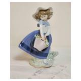 Signed Lladro Figure Pretty Pickings Girl Figure with Sculpture Signature as