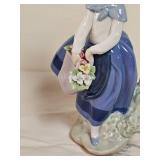 Signed Lladro Figure Pretty Pickings Girl Figure with Sculpture Signature as