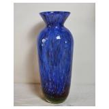 Beautiful Blended Blue, Red  & Green Art Glass Décor Vase