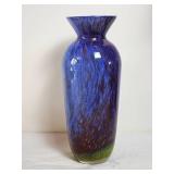 Beautiful Blended Blue, Red  & Green Art Glass Décor Vase