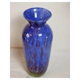 Beautiful Blended Blue, Red  & Green Art Glass Décor Vase