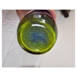 Beautiful Blended Blue, Red  & Green Art Glass Décor Vase