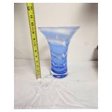 Flared Rim Spiraled Murano Blue Art Glass Vase