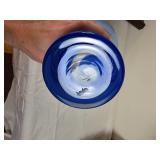 Flared Rim Spiraled Murano Blue Art Glass Vase