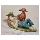 Capodimonte Figurers ~ Sleeping Girl with Cat & Napping Boy with Dog