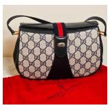 Vintage Gucci Monogram Sherry Line Shoulder Bag Grey, Red, Navy with Sleeper Bag