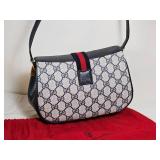 Vintage Gucci Monogram Sherry Line Shoulder Bag Grey, Red, Navy with Sleeper Bag