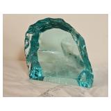 Hovmantrop Aqua Blue Ice Block Glass Sculpture - Angel Fish