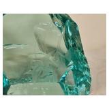 Hovmantrop Aqua Blue Ice Block Glass Sculpture - Angel Fish