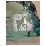 Hovmantrop Aqua Blue Ice Block Glass Sculpture - Angel Fish