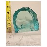 Hovmantrop Aqua Blue Ice Block Glass Sculpture - Angel Fish