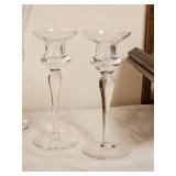 Elegant Glass Stemmed Candle Sticks & Center Piece Vase