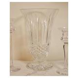Elegant Glass Stemmed Candle Sticks & Center Piece Vase