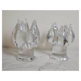Kosta Boda Goran Warff Lotus Flower Art Glass Candle Sticks