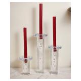 Kosta Boda Kjell Engman Ice Clear Modernist Candle Holders