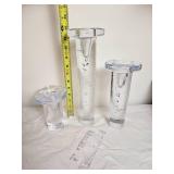Kosta Boda Kjell Engman Ice Clear Modernist Candle Holders