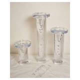 Kosta Boda Kjell Engman Ice Clear Modernist Candle Holders