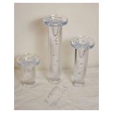 Kosta Boda Kjell Engman Ice Clear Modernist Candle Holders